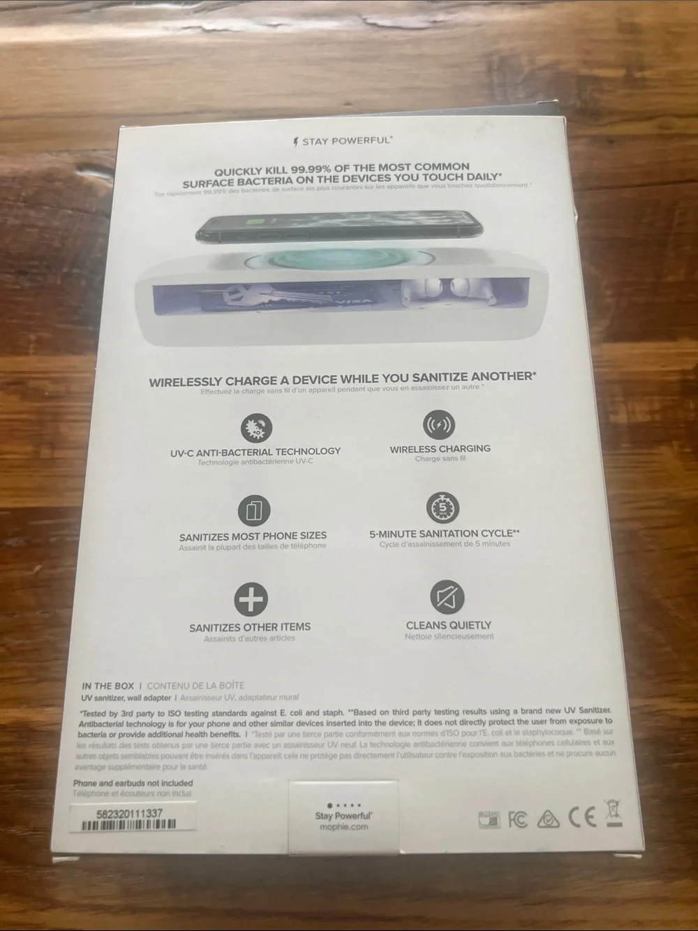 mophie UV Sanitizer & Wireless Charger — White